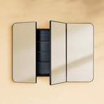 Ronelda Modern Rectangle Recessed and Surface Mount Bathroom Medicine Cabinet with Mirrors, Triple Door, 36x26" in Black GC-00737 TEHOME