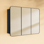 Ronelda Modern Rectangle Recessed and Surface Mount Bathroom Medicine Cabinet with Mirrors, Triple Door, 36x26" in Black GC-00737 TEHOME