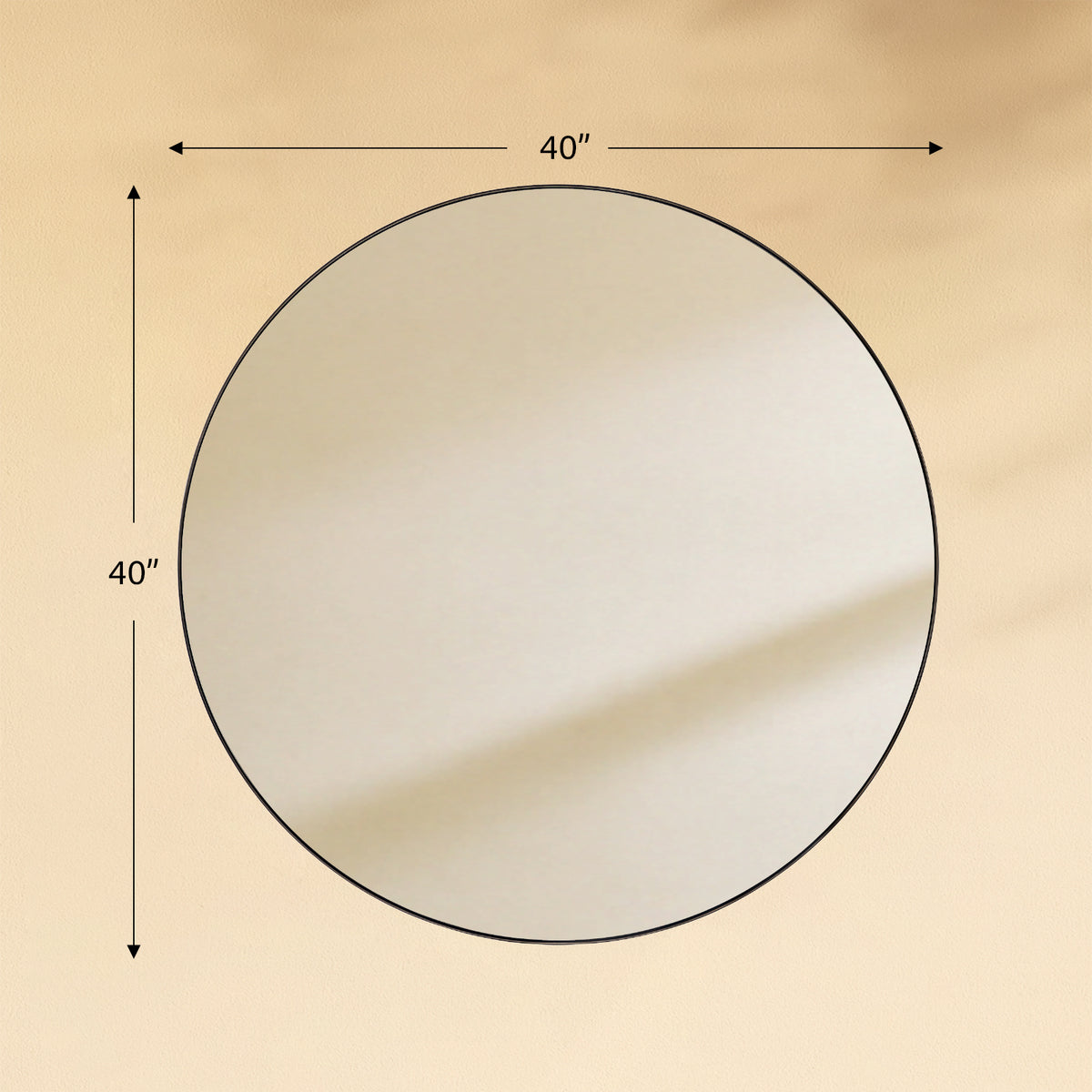 TEHOME Roselle Black 40x40 Modern Round Large Wall Mirrors Front View Size