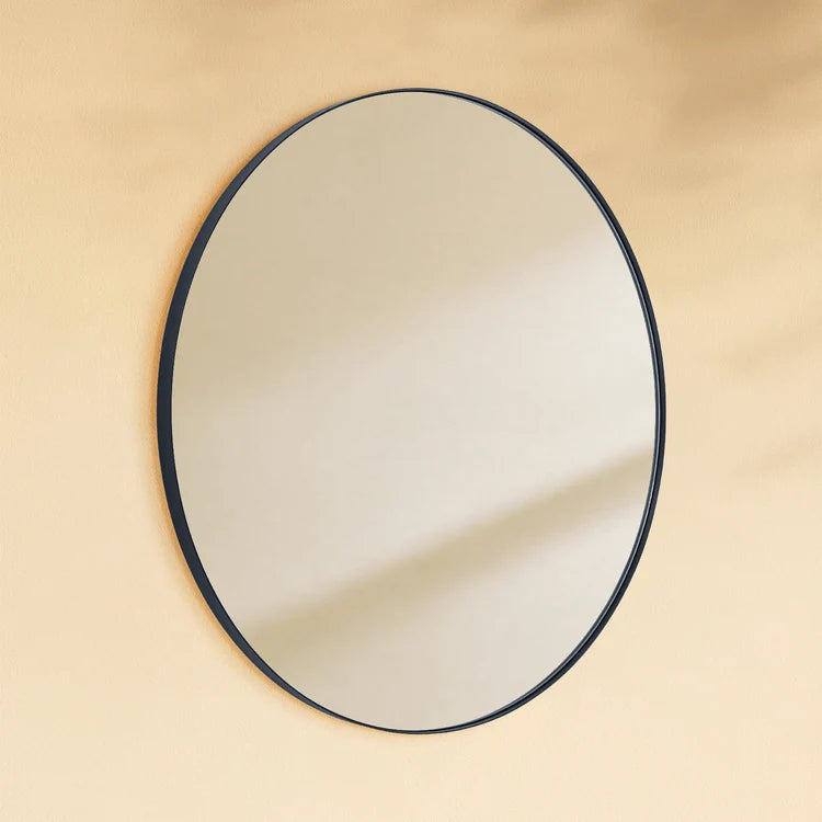 TEHOME Roselle Black 40x40 Modern Round Large Wall Mirrors Side View