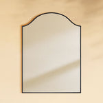 TEHOME Sasi Modern Scalloped Wall Mirror with Curved Arch Top Metal Frame in Matt Black Finish, 30'' x 42'',Front View