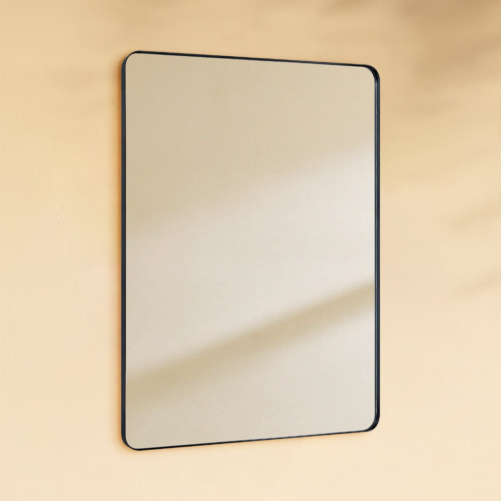 TEHOME Scallia Modern Rectangle Large Wall Mirrors with Rounded Corners Black finish，30x40"