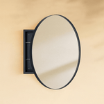 Seenaa Modern Round Surface Mount Bathroom Medicine Cabinet with Mirrors GC-00602 Black 24"Dia TEHOME