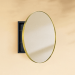 Seenaa Modern Round Surface Mount Bathroom Medicine Cabinet with Mirrors GC-00772 Brushed Gold 24"Dia TEHOME