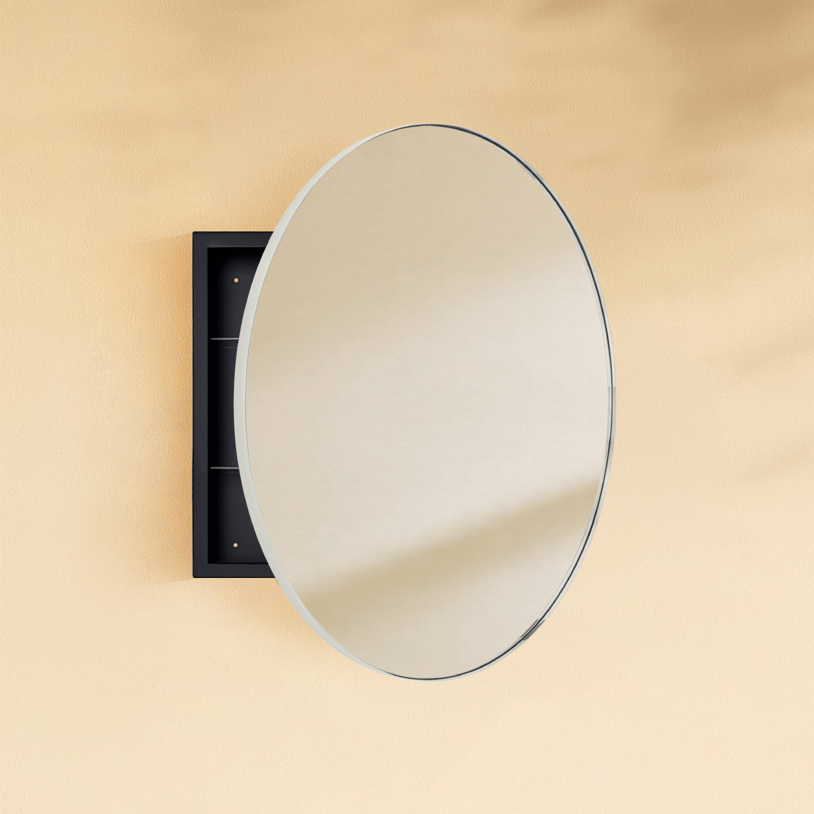 Seenaa Modern Round Surface Mount Bathroom Medicine Cabinet with Mirrors GC-00770 Brushed Nickel 24"Dia TEHOME