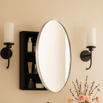 Seenaa Modern Round Surface Mount Bathroom Medicine Cabinet with Mirrors GC-00602 Black 24"Dia TEHOME