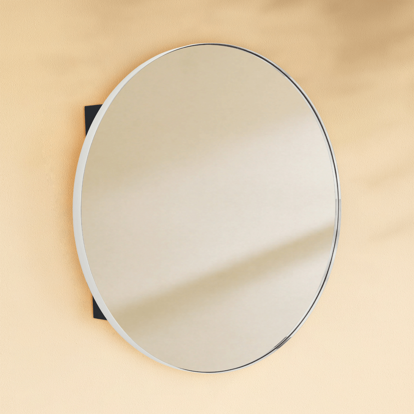 Seenaa Modern Round Surface Mount Bathroom Medicine Cabinet with Mirrors GC-00602 Black 24"Dia TEHOME