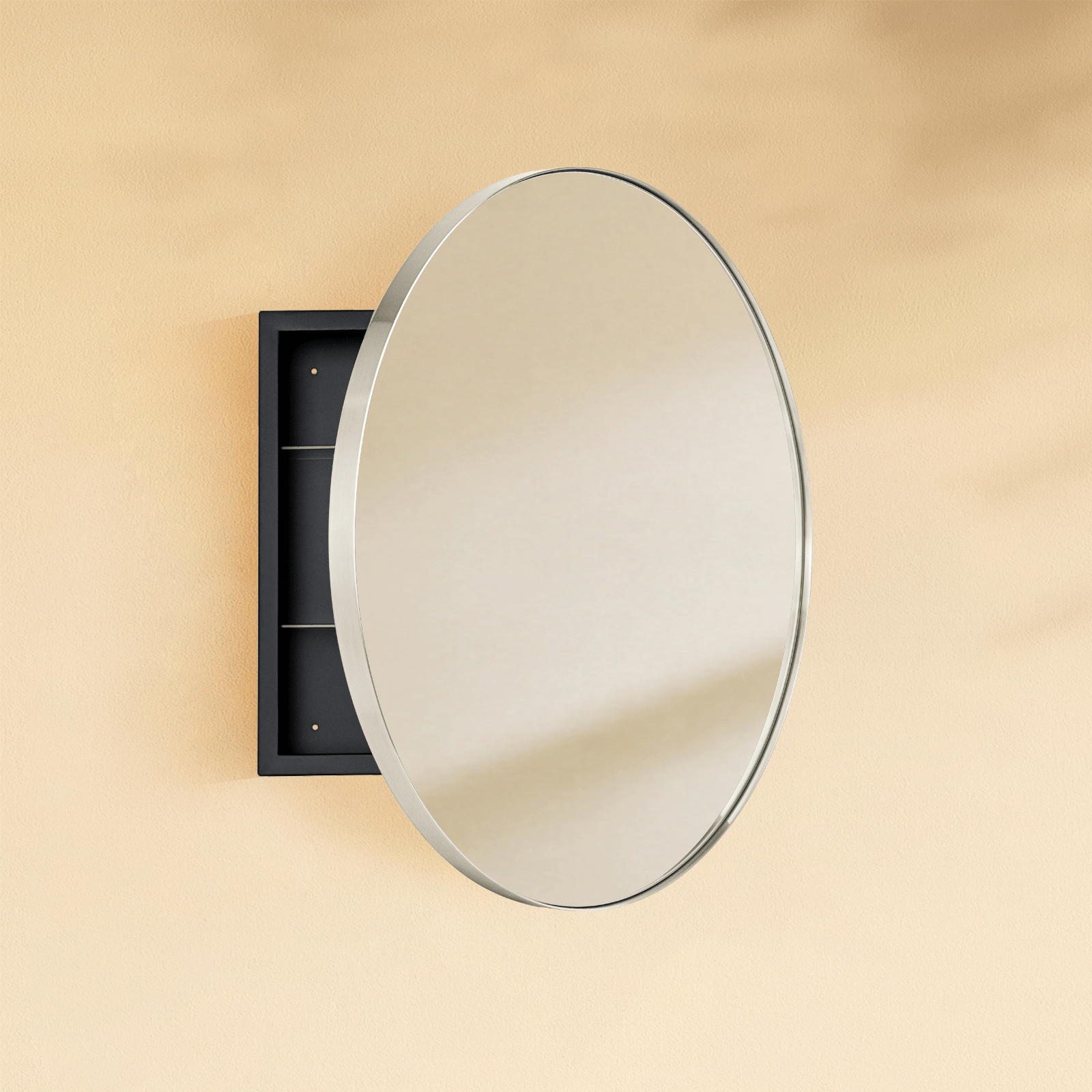 Seenaa Modern Round Surface Mount Bathroom Medicine Cabinet with Mirrors GC-00771 Chrome 24"Dia TEHOME