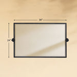 TEHOME Sema Black 36x24 Modern Beveled Rectangle Horizontal Bathroom Pivot Mirrors Front View Dimensio