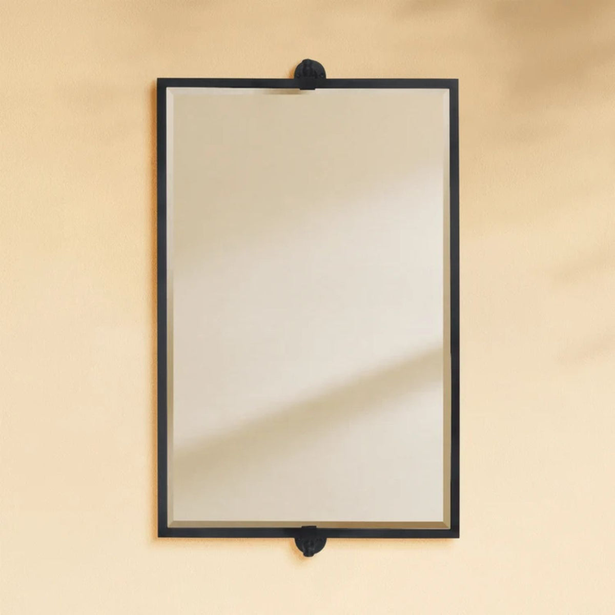 TEHOME Sema Black 36x24 Modern Beveled Rectangle Horizontal Bathroom Pivot Mirrors Side View