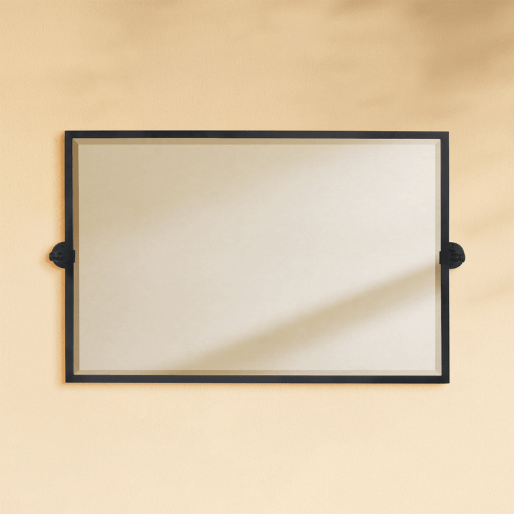 Sema Modern Rectangle Horizontal Bathroom Pivot Mirrors GC-00153 Black 36x24" TEHOME