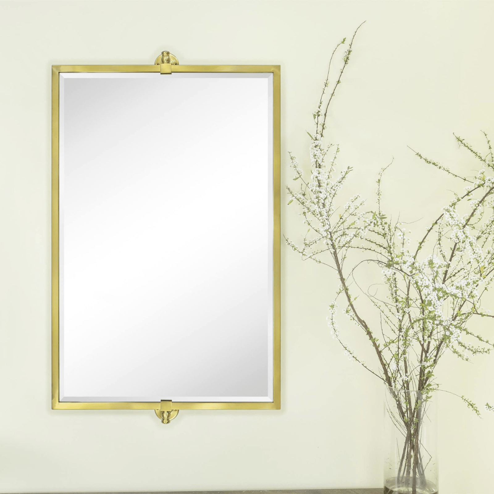 Sema Modern Rectangle Horizontal Bathroom Pivot Mirrors GC-00287 Brushed Gold 36x24" TEHOME