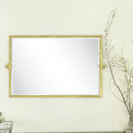 Sema Modern Rectangle Horizontal Bathroom Pivot Mirrors GC-00287 Brushed Gold 36x24" TEHOME