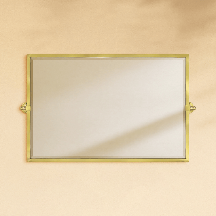 Sema Modern Rectangle Horizontal Bathroom Pivot Mirrors GC-00287 Brushed Gold 36x24" TEHOME