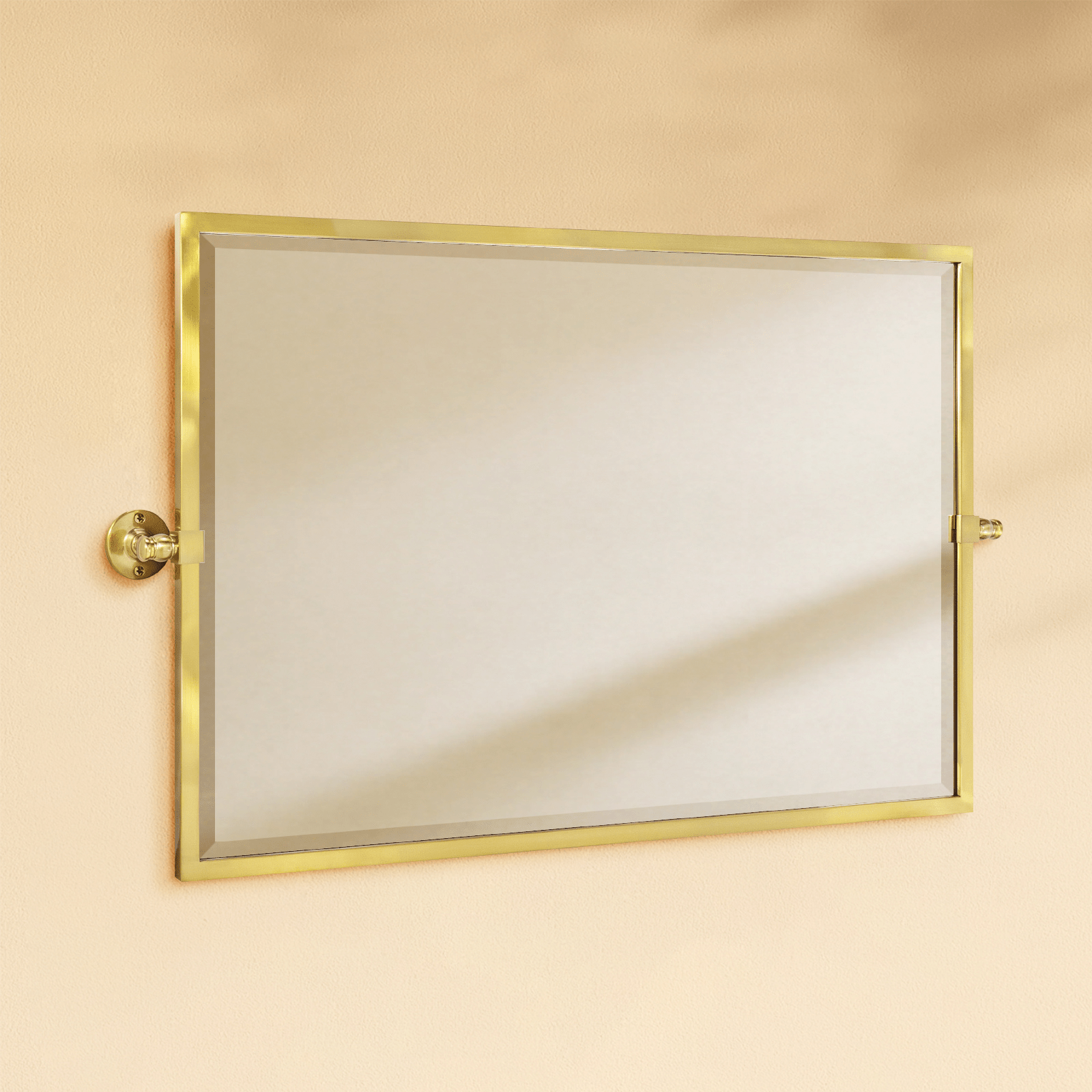 Sema Modern Rectangle Horizontal Bathroom Pivot Mirrors GC-00287 Brushed Gold 36x24" TEHOME
