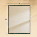 TEHOME Shil Vintage Rectangle Mirror, Natural Green Marble Framed Wall Mirror Front View Size，24x30''
