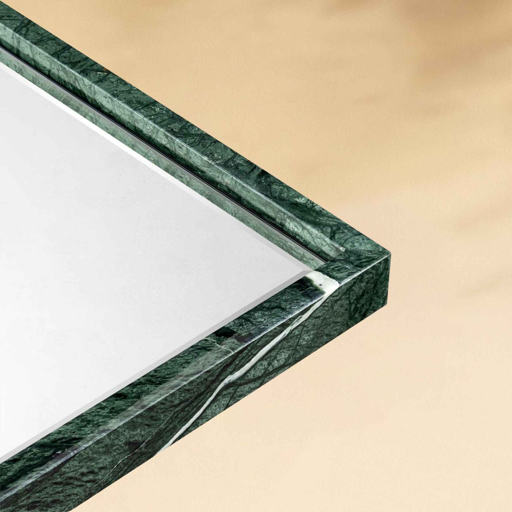 TEHOME Shil Vintage Rectangle Mirror, Natural Green Marble Framed Wall Mirror Front，24x30''Detail View1