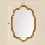Solace Vintage Scalloped Mirrors, Natural Wood Framed Wall Mirrors,24x36" GC-JDC003 TEHOME