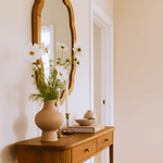 Solace Vintage Scalloped Mirrors, Natural Wood Framed Wall Mirrors,24x36" GC-JDC003 TEHOME