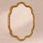 Solace Vintage Scalloped Mirrors, Natural Wood Framed Wall Mirrors,24x36" GC-JDC003 TEHOME