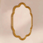 Solace Vintage Scalloped Mirrors, Natural Wood Framed Wall Mirrors,24x36" GC-JDC003 TEHOME
