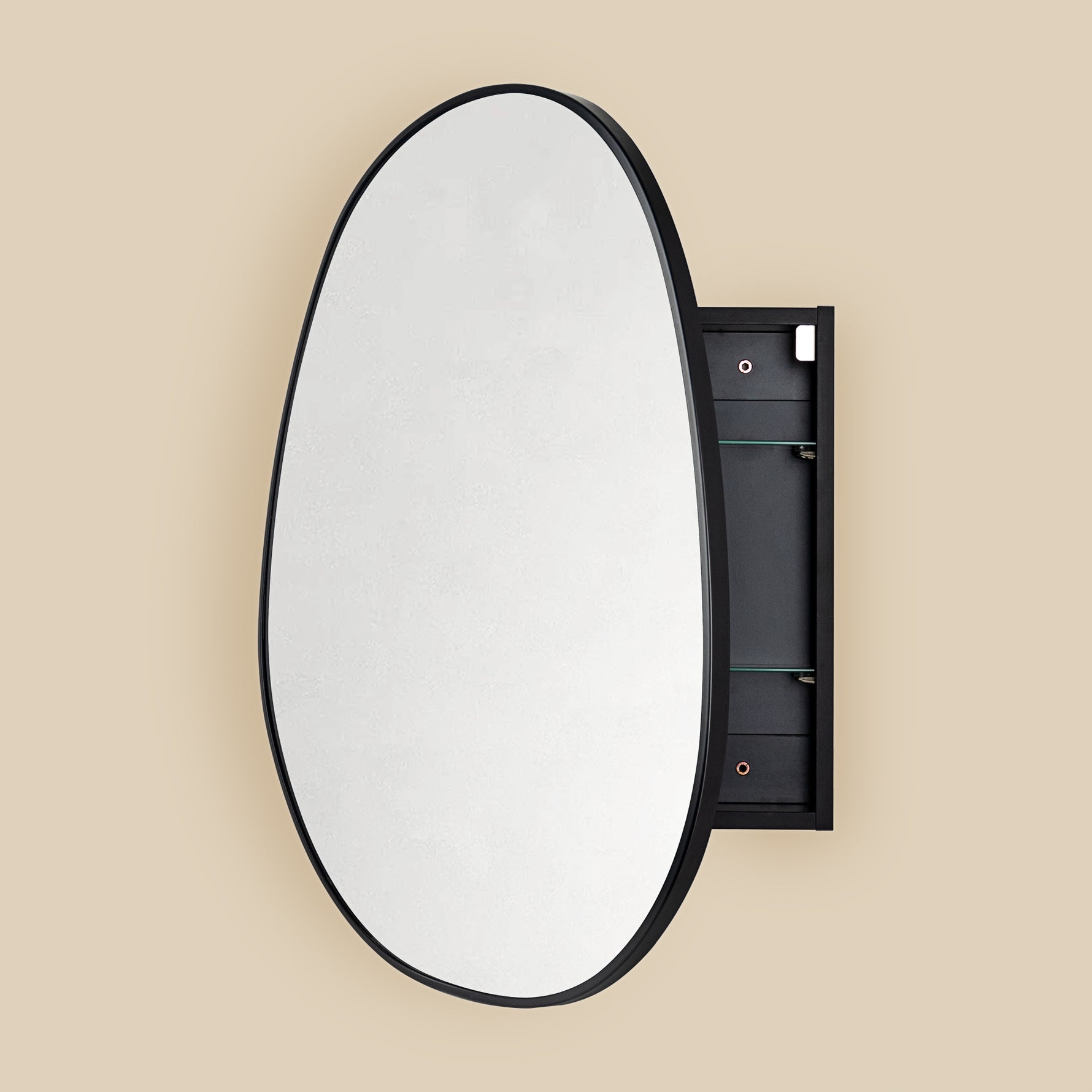 Casa Modern Irregular Surface Mount Bathroom Medicine Cabinet with Mirrors, 24x28" in Black GC-XB0025 Black TEHOME