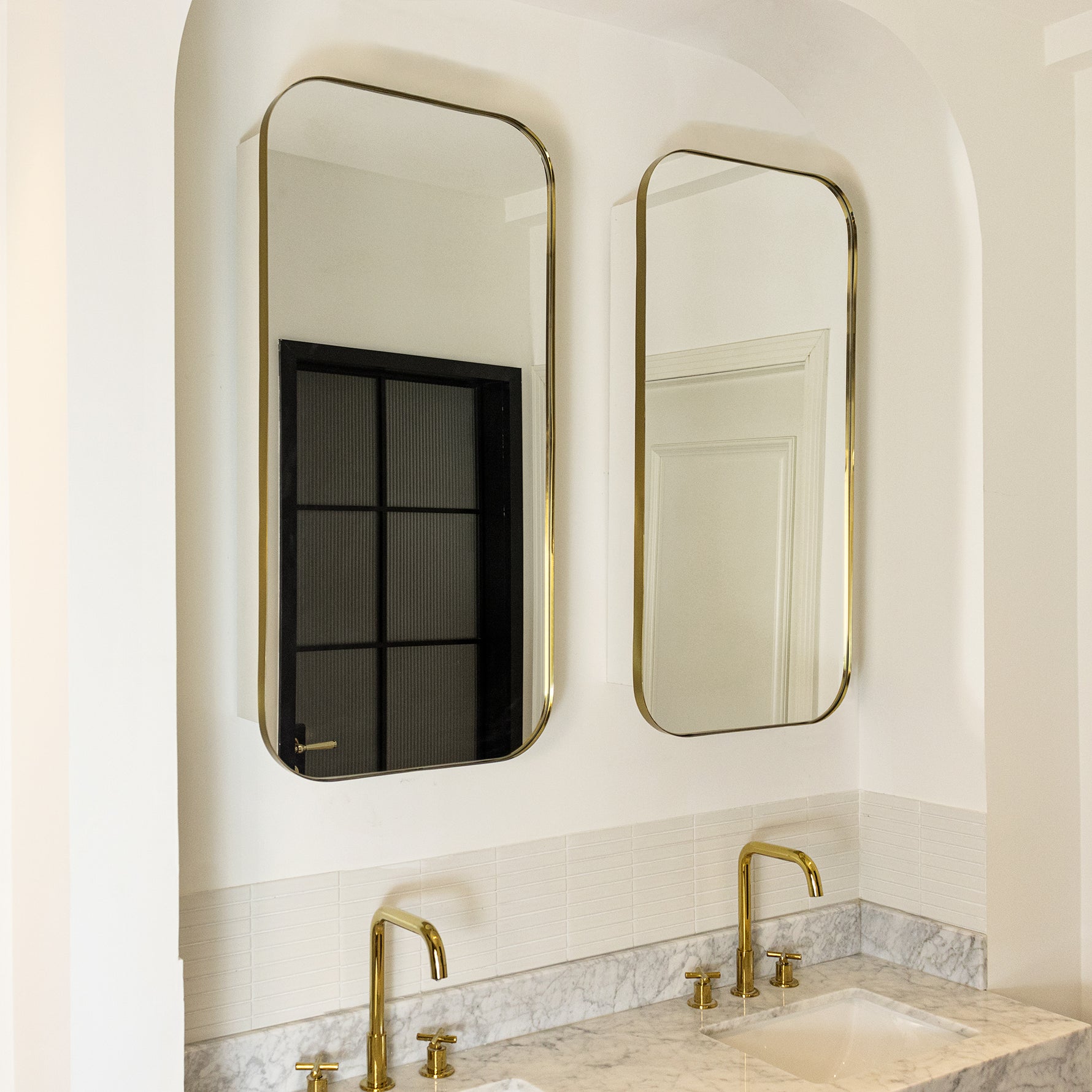 Adasu Mid - century Rectangle Recessed and Surface Mount Bathroom Medicine Cabinet with Mirrors GC-XB0020 Brushed Gold 20x40" TEHOME