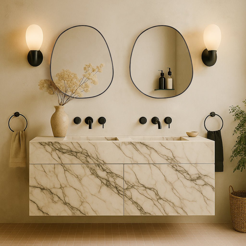 Casa Modern Irregular Surface Mount Bathroom Medicine Cabinet with Mirrors, 24x28" in Black GC-XB0025 Black TEHOME