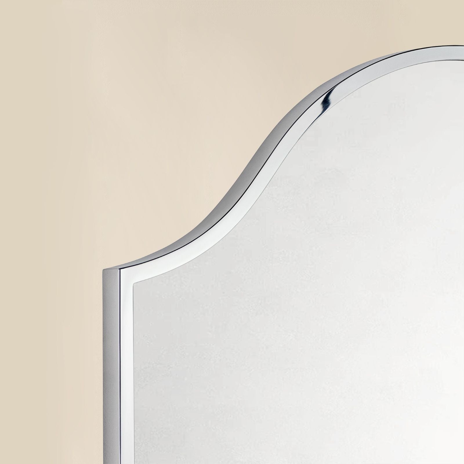 TEHOME Airius Modern Scalloped Arched Wall Mirrors Metal Framed in Chrome finish, 24"x32",detail view