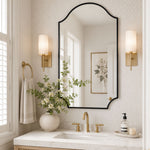 TEHOME Airius Matt Black Scalloped Vanity Mirrors for Bathroom，Side View