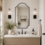 TEHOME Airius Matt Black Scalloped Vanity Mirrors for Bathroom, front view