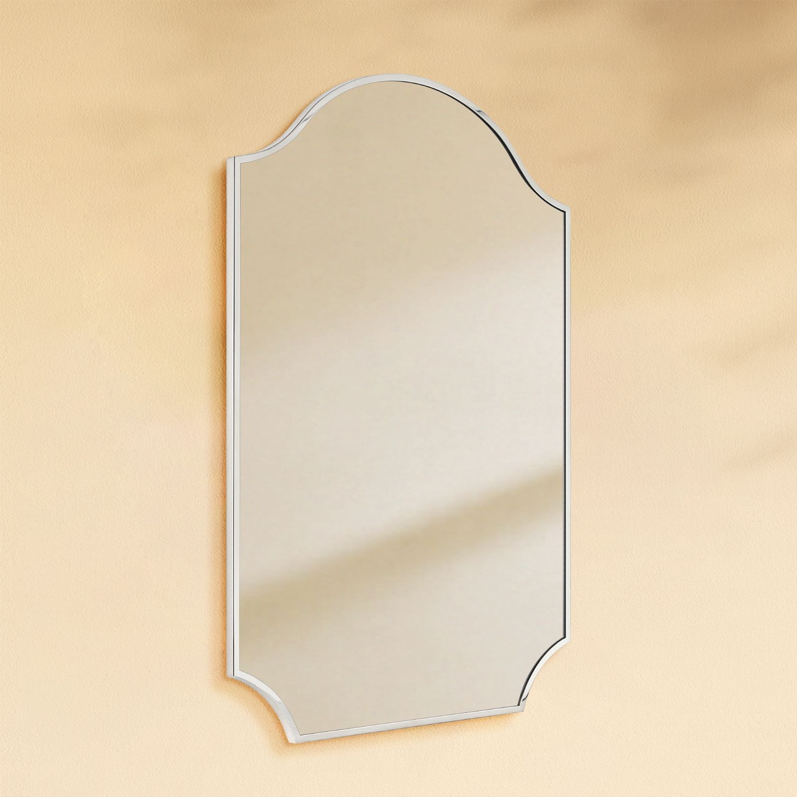 TEHOME Airius Scalloped Polished Nickel Wall Mirrors Side View