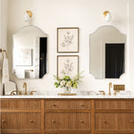 TEHOME Airius Modern Scalloped Arched Wall Mirrors Metal Framed in Polished Nickel Finish, 24"x32", Double Vanity