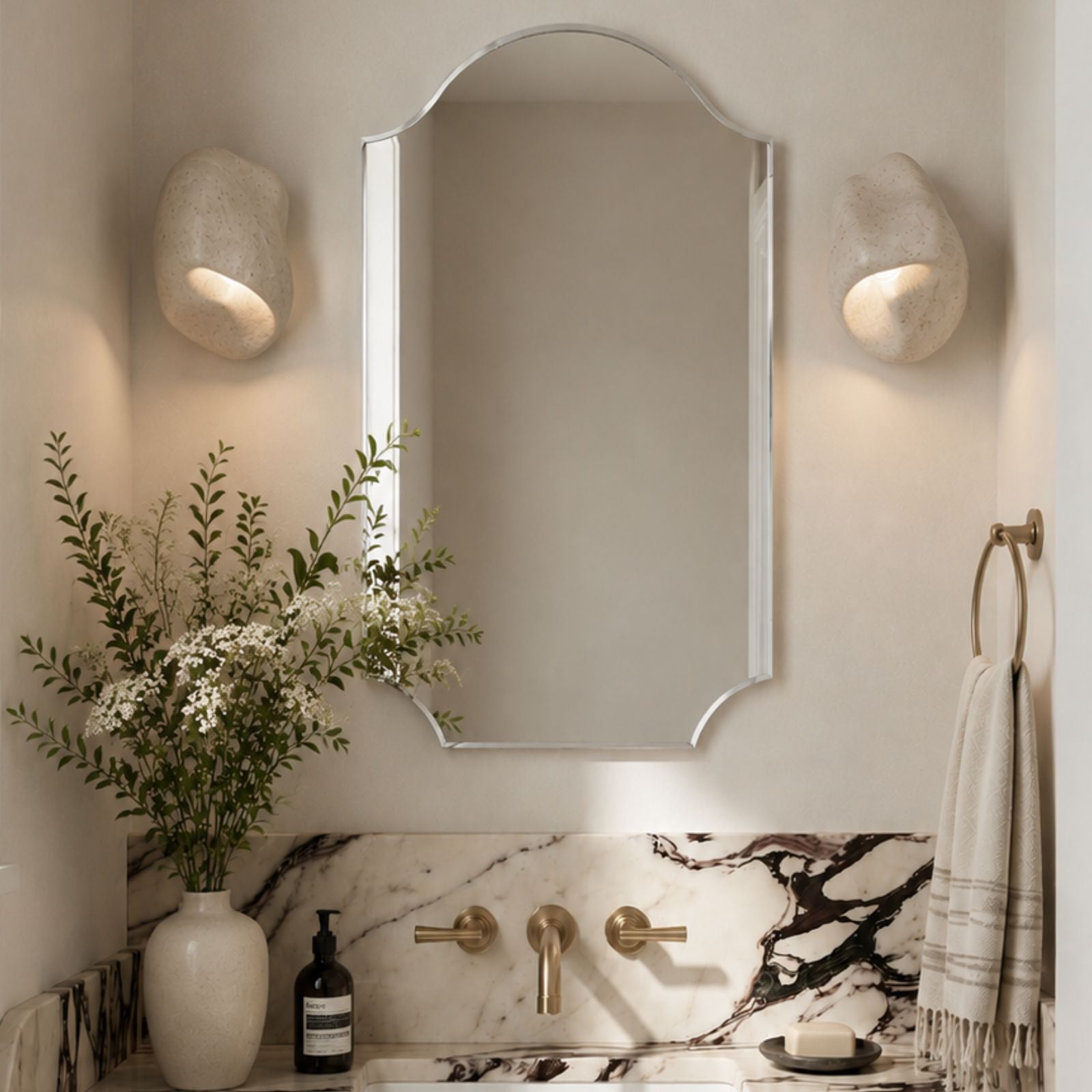 TEHOME Airius Chrome Scalloped Vanity Mirrors for Bathroom