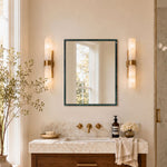 TEHOME Shil 24x30" Vintage Rectangle Mirror, Natural Green Marble Framed Wall Mirror