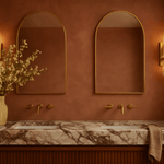 Dake Modern Arch Recessed and Surface Mount Bathroom Medicine Cabinet with Mirrors GC-XB0012 Brushed Gold 20x30" TEHOME