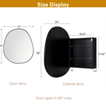 Casa Modern Irregular Surface Mount Bathroom Medicine Cabinet with Mirrors, 24x28" in Black GC-XB0025 Black TEHOME