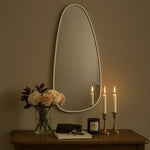 TEHOME Trequan Chrome Modern Irregular Wall Mirrors Front View,40x18"