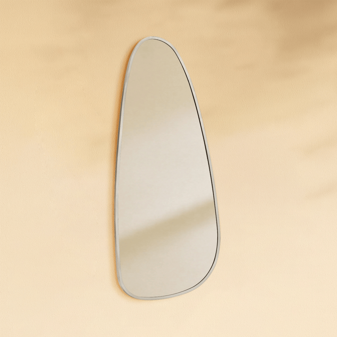 Trequan Modern Irregular Wall Mirrors GC-XY005 Brushed Nickel 40x18" TEHOME