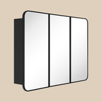 Haven Modern Rectangle Triple Door Recessed and Surface Mount Bathroom Medicine Cabinet with Mirrors GC-XB0049 Black 36x26 TEHOME