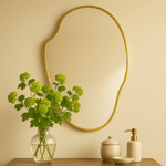 Vallia Modern Irregular Wall Mirrors, 22x24" in Brushed Gold GC-JL0002 Brushed Gold 22x34" TEHOME