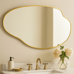 Vallia Modern Irregular Wall Mirrors, 22x24" in Brushed Gold GC-JL0002 Brushed Gold 22x34" TEHOME