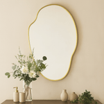 Vallia Modern Irregular Wall Mirrors, 22x24" in Brushed Gold GC-JL0002 Brushed Gold 22x34" TEHOME