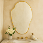 Vallia Modern Irregular Wall Mirrors, 22x24" in Brushed Gold GC-JL0002 Brushed Gold 22x34" TEHOME