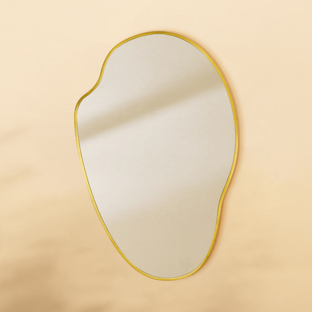 Vallia Modern Irregular Wall Mirrors, 22x24" in Brushed Gold GC-JL0002 Brushed Gold 22x34" TEHOME