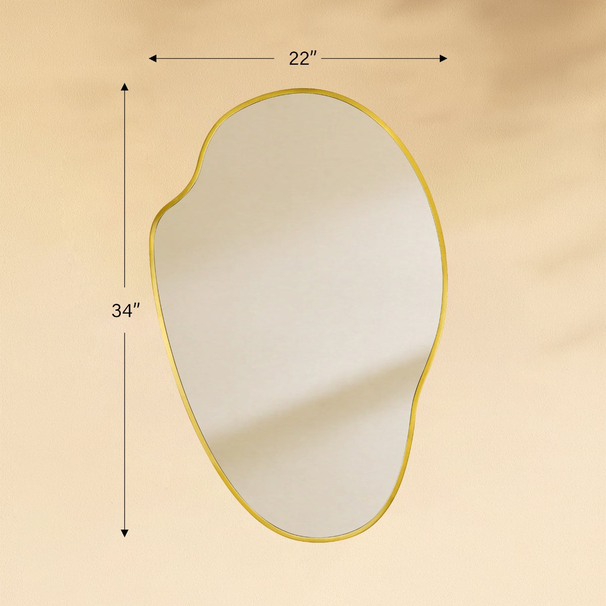 TEHOME  Vallia Modern Irregular Wall Mirrors 22x24 in Brushed Gold Size