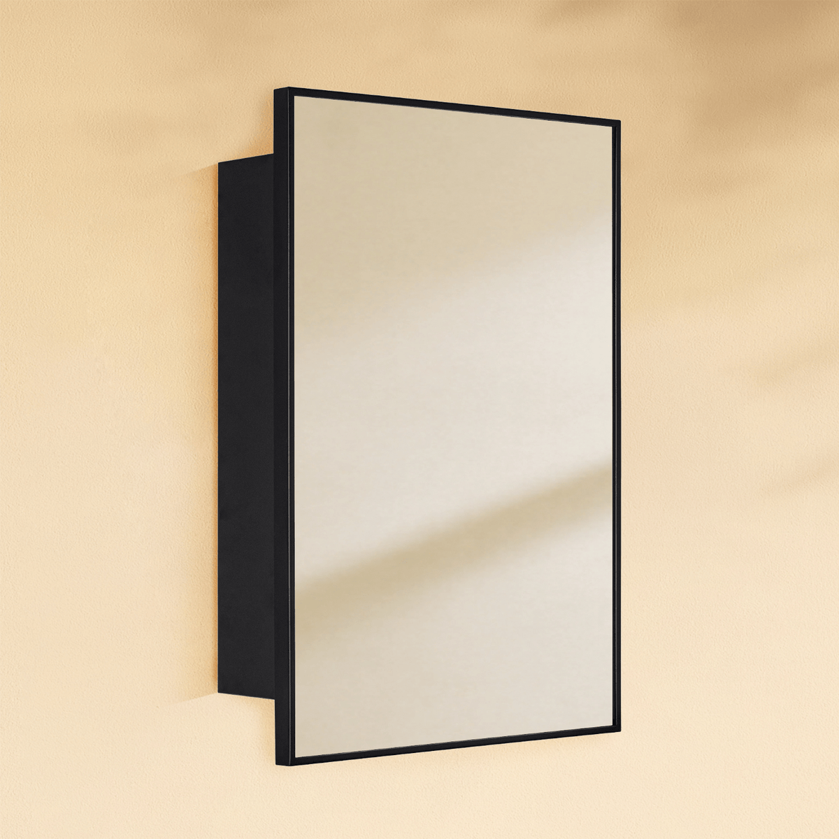 Velin Modern Rectangle Recessed and Surface Mount Bathroom Medicine Cabinet with Mirrors GC-XB0057 Black 16.5x24" TEHOME