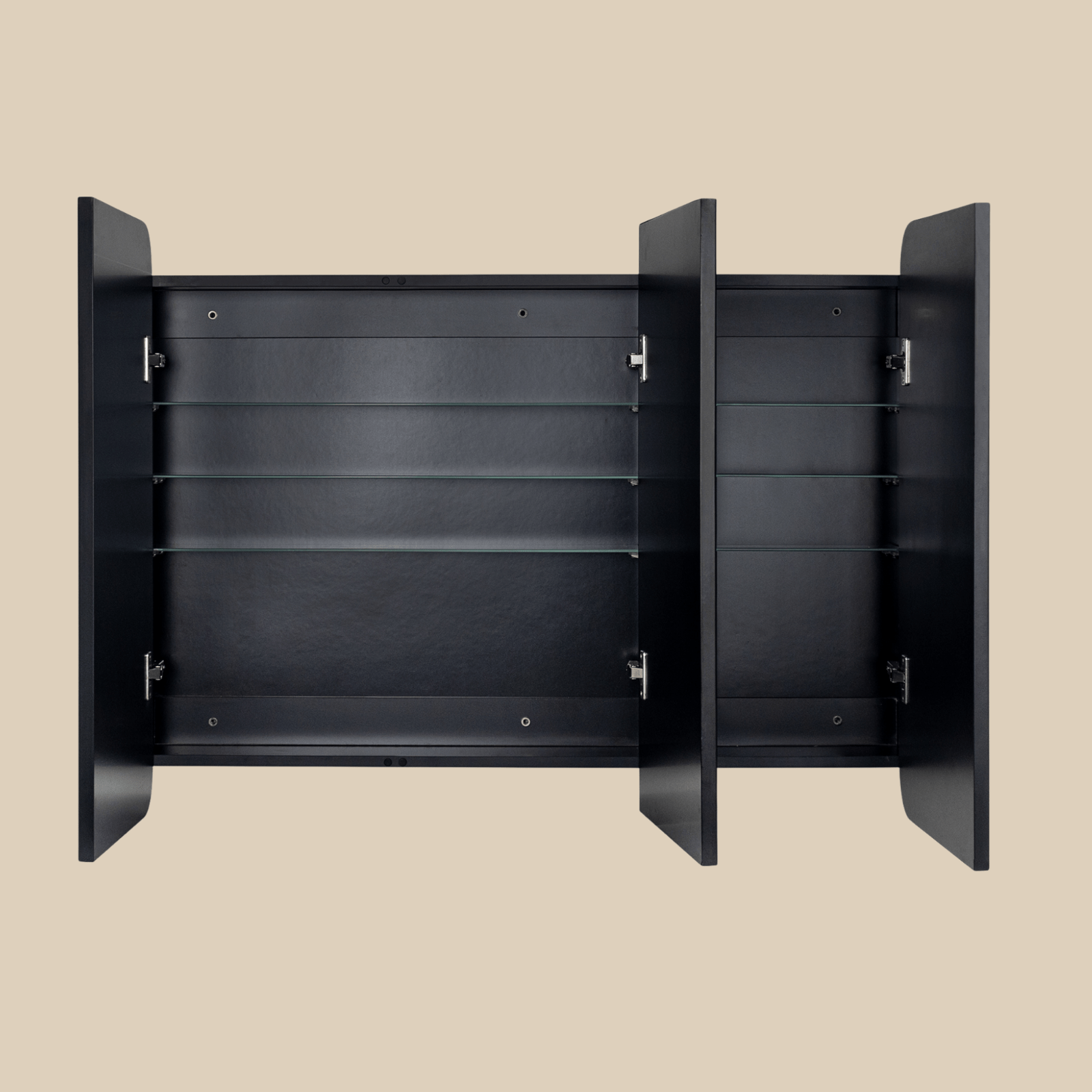 Haven Modern Rectangle Triple Door Recessed and Surface Mount Bathroom Medicine Cabinet with Mirrors GC-XB0049 Black 36x26 TEHOME