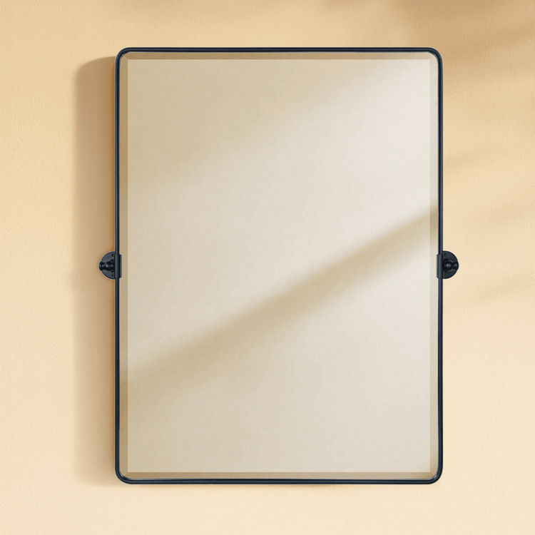 Woodvale Farmhouse Rectangle Bathroom Pivot Mirrors GC-00109 Black 19x24" TEHOME