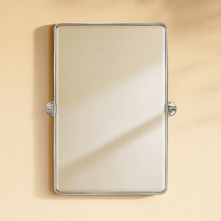 Woodvale Farmhouse Rectangle Bathroom Pivot Mirrors GC-00161 Brushed Nickel 19x24" TEHOME
